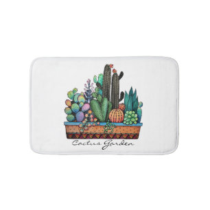 Waterverf cactus tuin in potten badmat