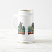 Waterverf cactus tuin in potten bierpul (Voorkant links)