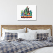Waterverf cactus tuin in potten canvas afdruk (Insitu (Slaapkamer))