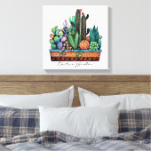 Waterverf cactus tuin in potten canvas afdruk (Insitu (Slaapkamer))