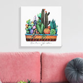Waterverf cactus tuin in potten canvas afdruk (Insitu (Woonkamer))