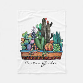 Waterverf cactus tuin in potten fleece deken