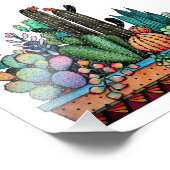 Waterverf cactus tuin in potten foto afdruk (Hoek)