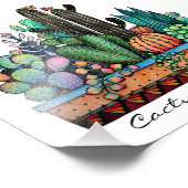 Waterverf cactus tuin in potten foto afdruk (Hoek)