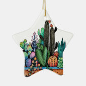 Waterverf cactus tuin in potten keramisch ornament (Rechts)