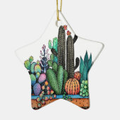 Waterverf cactus tuin in potten keramisch ornament (Links)