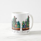 Waterverf cactus tuin in potten koffiemok (Voorkant rechts)