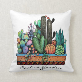 Waterverf cactus tuin in potten kussen