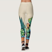 Waterverf cactus tuin in potten leggings (Achterkant)