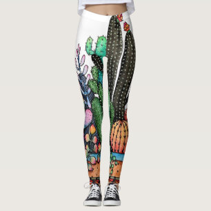 Waterverf cactus tuin in potten leggings