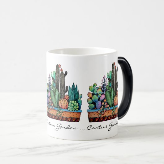 Waterverf cactus tuin in potten magische mok (Voorkant rechts)
