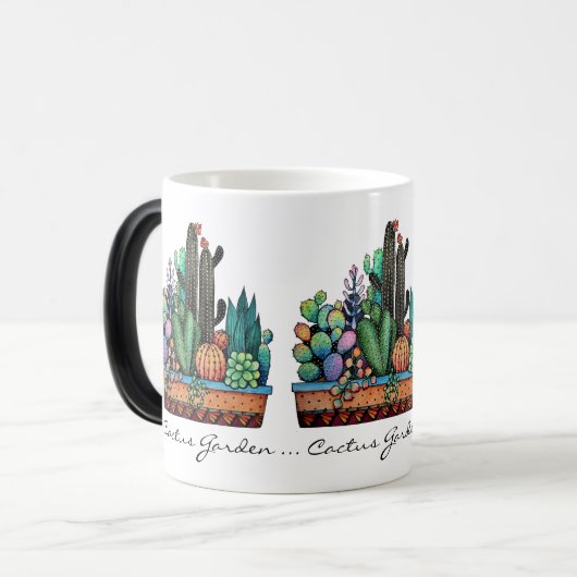 Waterverf cactus tuin in potten magische mok (Voorkant links)