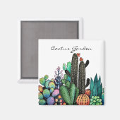 Waterverf cactus tuin in potten magneet (Voorkant / Achterkant)
