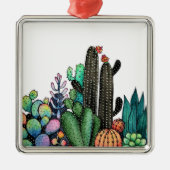 Waterverf cactus tuin in potten metalen ornament (Voorkant)