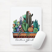 Waterverf cactus tuin in potten muismat (Met muis)