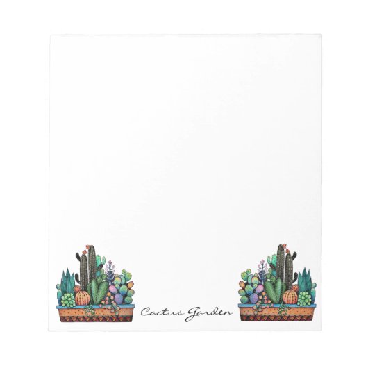 Waterverf cactus tuin in potten notitieblok (Voorkant)