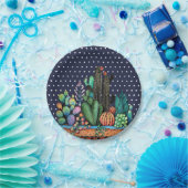 Waterverf cactus tuin in potten papieren bordje (Feest)