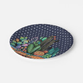 Waterverf cactus tuin in potten papieren bordje (Gekanteld)