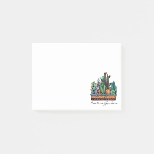 Waterverf cactus tuin in potten post-it® notes (Voorkant)