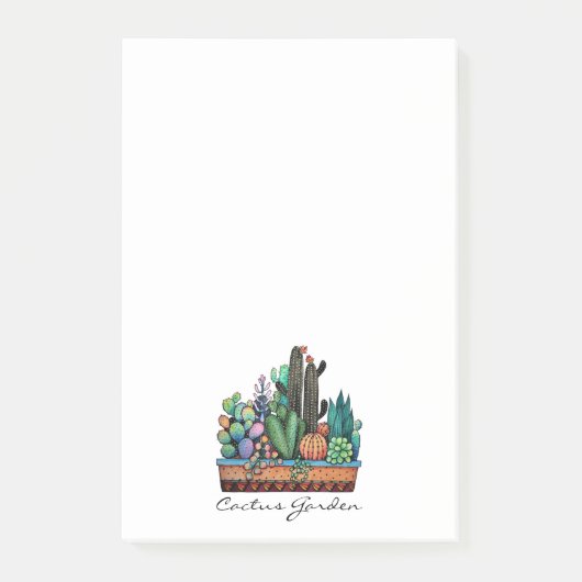 Waterverf cactus tuin in potten post-it® notes (Voorkant)