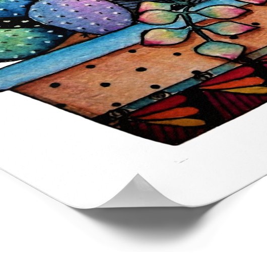 Waterverf cactus tuin in potten poster (Hoek)