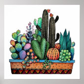 Waterverf cactus tuin in potten poster (Voorkant)