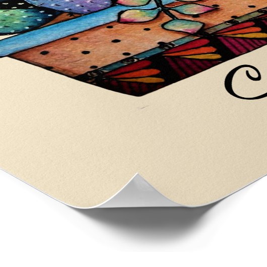 Waterverf cactus tuin in potten poster (Hoek)