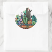 Waterverf cactus tuin in potten ronde sticker (Tas)