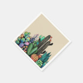 Waterverf cactus tuin in potten servet (Hoek)