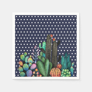 Waterverf cactus tuin in potten servet