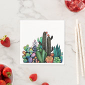 Waterverf cactus tuin in potten servet (Insitu)