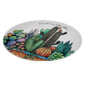 Waterverf cactus tuin in potten snijplank (Hoek)