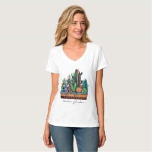 Waterverf cactus tuin in potten t-shirt