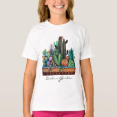 Waterverf cactus tuin in potten t-shirt (Voorkant)