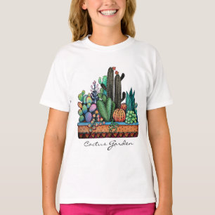 Waterverf cactus tuin in potten t-shirt