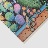 Waterverf cactus tuin in potten tissuepapier (Detail)