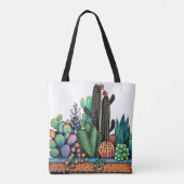 Waterverf cactus tuin in potten tote bag (Achterkant)