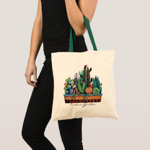 Waterverf cactus tuin in potten tote bag