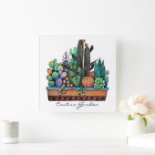 Waterverf cactus tuin in potten vierkante klok (Huis)
