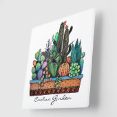 Waterverf cactus tuin in potten vierkante klok (Hoek)