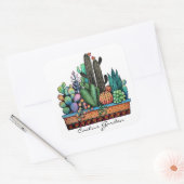 Waterverf cactus tuin in potten vierkante sticker (Envelop)