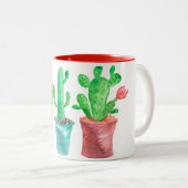 Waterverf Cactus Tweekleurige Koffiemok (Voorkant rechts)