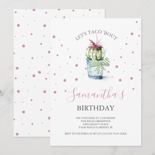 Waterverf Cactus verjaardagsuitnodigingen online Kaart (Voorkant / Achterkant)