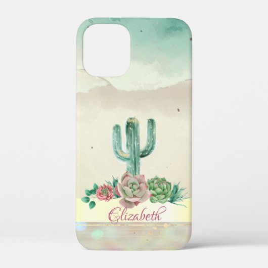 Waterverf Cactus,Vetplant Verfsplash Case-Mate iPhone Case (Achterkant)