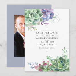 Waterverf Cactus Vetplanten Trouwfoto Save The Date