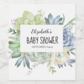 Waterverf Cactus vetplanten Wijn Etiket (Enkel label)