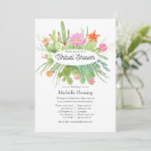 Waterverf Cactus Virtual Baby shower Kaart (Staand voorkant)