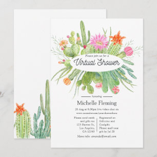 Waterverf Cactus Virtual Baby shower Kaart
