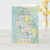 Waterverf Cactus voor Moederdag van de Stap-moeder Kaart (Gele Bloem)