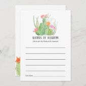 Waterverf Cactus Vrijgezellenfeest Words of Wisdom Advieskaart (Voorkant / Achterkant)